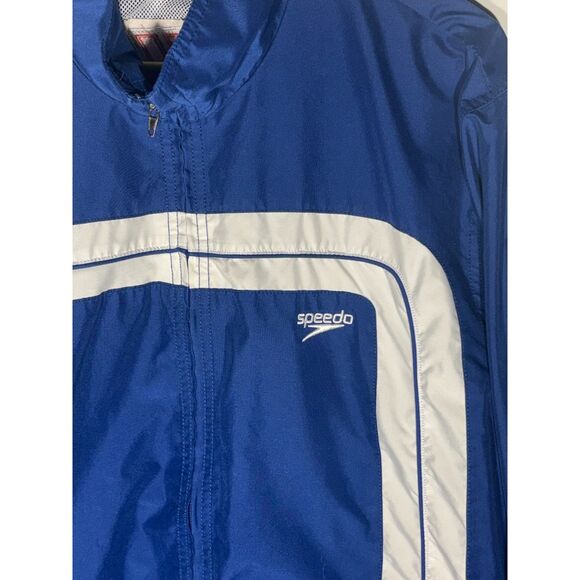 Speedo Vintage Track Jacket Blue White Utica College Embroidered Logo Size L - Picture 4 of 6